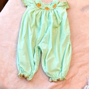 Smocked and embroidered Cotton Suit